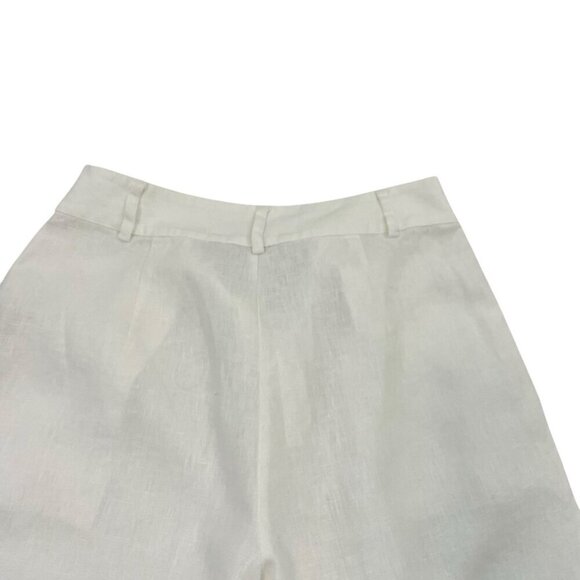 SOFT SURROUNDINGS 100% Linen Pleated Cropped Wide Leg Pants Pockets White size 4 - Picture 10 of 13